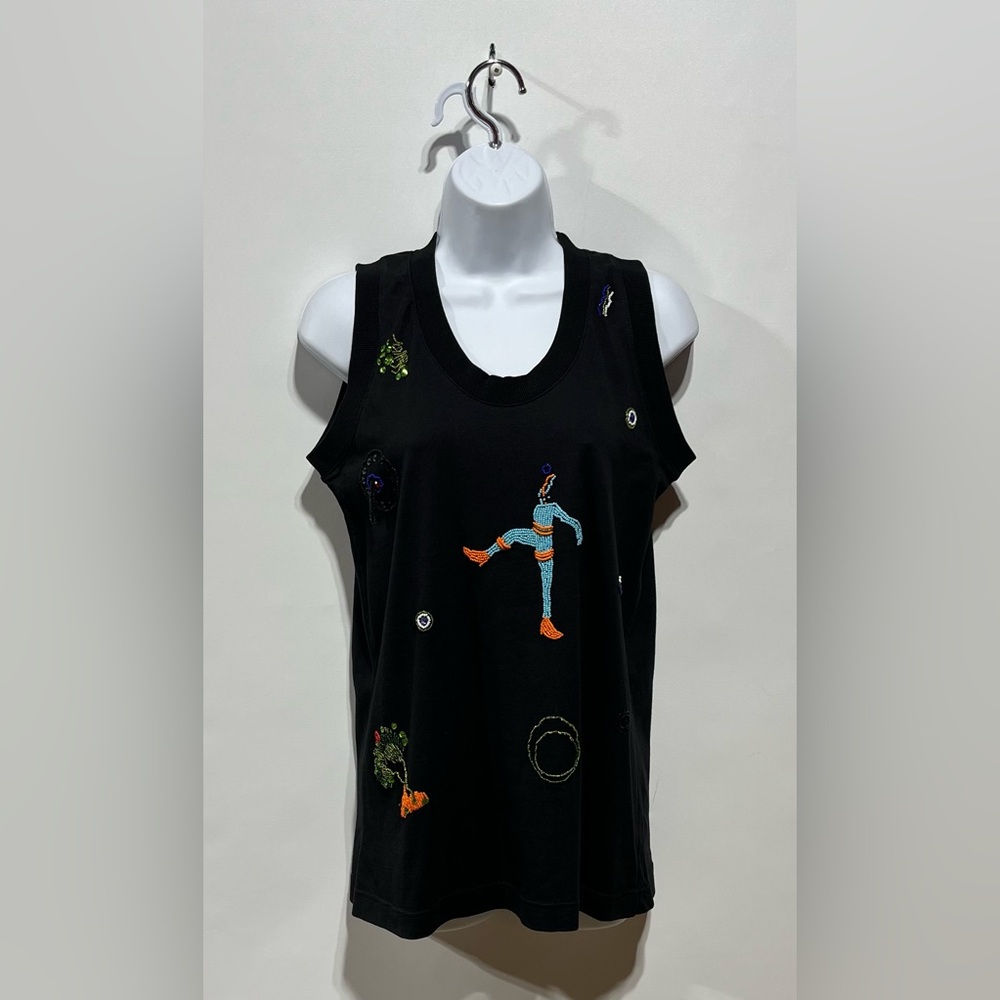 Gene Ewing‎ Bis Artistic Vintage Black Beaded Top Size Small